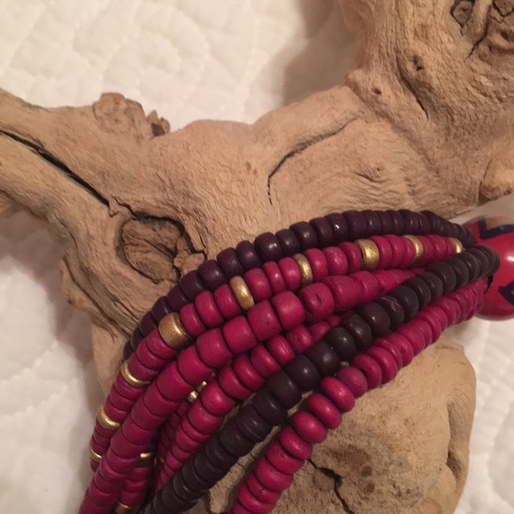 Vintage Boho Pink and Purple Beaded Necklace - Picture 3 of 3